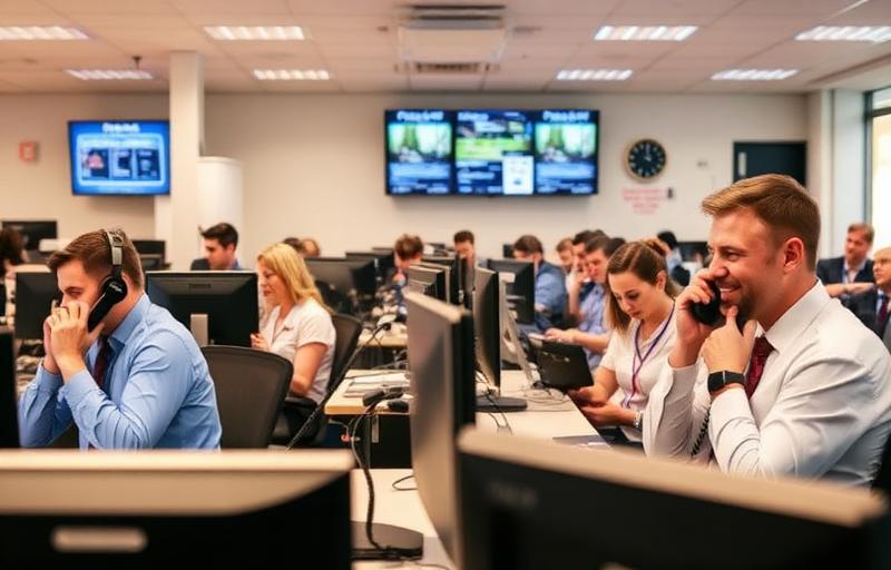 Oficina con agentes al teléfono